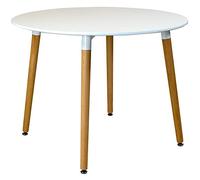 Charles Jacobs 100cm Circular Dining Table With White Tabletop and Solid Beech Wood Legs