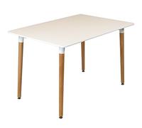 Charles Jacobs 120cm Rectangular Dining Table With White Tabletop and Solid Beech Wood Legs