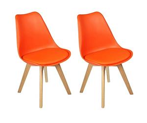 Charles Jacobs 2 x Modern Style Dining Chairs With Solid Beech Legs - Orange