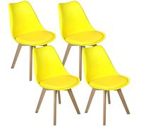 Charles Jacobs 4 x Modern Style Dining Chairs With Solid Beech Legs - Yellow