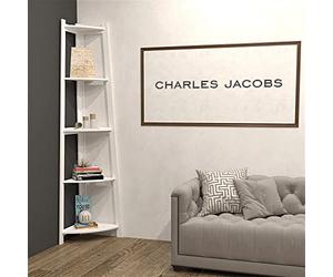 Charles Jacobs 5 Tier Corner Ladder Shelving Unit - White