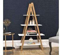Charles Jacobs Bamboo A-Frame Ladder Pyramid Bookcase Bookshelf Unit - White