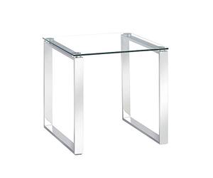 Charles Jacobs Clear Glass Side End Table with Mirrored Finish Chrome Legs for Living Room Lounge