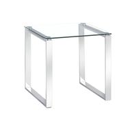Charles Jacobs Tempered Glass End Table Coffee Side Stainless Lounge Living Room Furniture