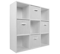 Charles Jacobs White 9 Cube Storage Shelving Unit + 4 White Fabric Drawers