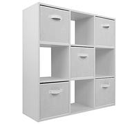 Charles Jacobs White 9 Cube Storage Shelving Unit + 5 White Fabric Drawers