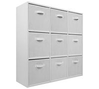 Charles Jacobs White 9 Cube Storage Shelving Unit + 9 White Fabric Drawers