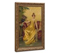 Charles Joseph Frederic Soulacroix,A Reverie Canvas Wall Art Poster Decor G | for Living Room Aesthetics, Bedroom, Dorm Decor Home Office Decoration Retro Gold Frame-style 12"L x 18"W