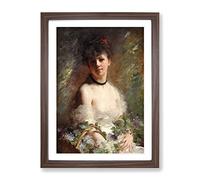 Charles Joshua Chaplin Young Girl Classic Painting Framed Print | A4 Walnut Framed Wall Art | Ready to Hang | Classic Historical Picture | Living Room Bedroom Lounge Office