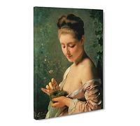 Charles Joshua Chaplin Young Girl With A Nest Canvas Print | Gallery Wrapped 30mm Frame Wall Art | 24x16 inches | Ready to Hang | Classic People Picture | Living Room Bedroom Lounge Office