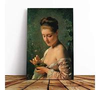 Charles Joshua Chaplin Young Girl with a Nest Canvas Print | Gallery Wrapped 30mm Frame Wall Art | 30x20 inches | Ready to Hang | Modern People Picture | Living Room Bedroom Lounge Office