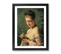 Charles Joshua Chaplin Young Girl With A Nest Classic Painting Framed Print | A4 Black Framed Wall Art | Ready to Hang | Classic Historical Picture | Living Room Bedroom Lounge Office