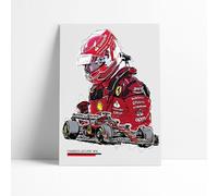 Charles Leclerc F1 Print - Number 16 | F1 Grand Prix Poster | A4 | F1 Wall Art | Ferrari Poster (A4 white frame)