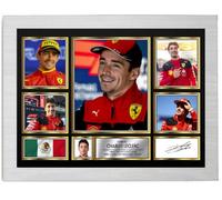 Charles Leclerc Signed Autograph Photograph Display - Perfect for F1 Fans, A4 Poster + White Frame - Limited Edition Autograph Fan Gift - Collectible Memorabilia Merchandise