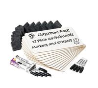 Charles Leonard Dry Erase Lapboard Class Pack, Includes 12 Each of Whiteboards, 2 Inch Felt Erasers and Black Dry Erase Markers (35036)