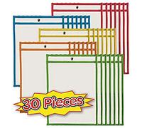 Charles Leonard Dry Erase Pockets, 9" x 12", Assorted Colors, Set of 30 (29030)