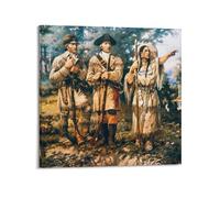 Charles Marion Russell Art Poster 《lewis And Clark And Sacagawea》 Artworks Canvas Room Aesthetic Wall Art Prints Home Modern Decor 28x28inch(70x70cm)