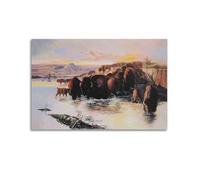 Charles Marion Russell Great Works of Art The Buffalo Herd Poster Art Canvas Decor Wall Print Photo Home Modern Decoratives 16x24inch(40x60cm)