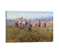 Charles Marion Russell Painter's Work《Lewis And Clark Reach Shoshone Camp Led by Sacajawea The Bird Woman》Posters Wall Art Prints Photo Picture Paintings Room Decor Home Decorative 24x36inch(60x90cm)