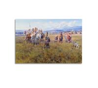 Charles Marion Russell Painter's Work《Lewis And Clark Reach Shoshone Camp Led by Sacajawea The Bird Woman》Posters Wall Art Picture Canvas Prints Bedroom Living Room Decor 12x18inch(30x45cm)