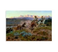 Charles Marion Russell - Roundup Canvas Art Poster And Wall Art Picture Print Modern Family Bedroom Decor 16x24inch(40x60cm)
