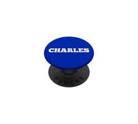 Charles Name Plain Small White Text Front Side Tag Staff PopSockets Adhesive PopGrip
