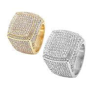 Charles Raymond Bling Bling Hip Hop Iced Out Luxury BIG Oversize Men's Ring - 444, Xtra Large, Metal/cz stones Rhinestone alloy zinc, synthetic stones