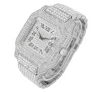 Charles Raymond Bling-ed Out Biggie Square Hip Hop Iced Out Watch You Will Hypnotize in a Crystal Watch - 0513Sq, Silver Black R#