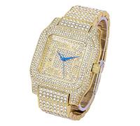 Charles Raymond Bling-ed Out Biggie Square Hip Hop Iced Out Watch You Will Hypnotize in a Crystal Watch - 0513Sq, Gold, 8 inches, 0513Sq (Gold)