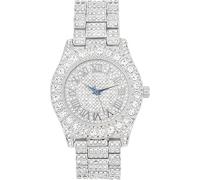 Charles Raymond Bling-ed Out Round Metal Mens Color on Blast Watch with Diamond Time Indicators - Ice on Fire!!! - ST10327DxxS, 9.5 Inches, Silver