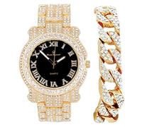 Charles Raymond Bling-ed Out Silver Round Luxury Mens Watch w/Bling-ed Out Bracelet - L0504B, L0504RNB Cuban Gold Black Panther, mens, L0504B (L0504RNB Cuban Gld Blk Panther)