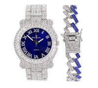 Charles Raymond Bling-ed Out Silver Round Luxury Mens Watch w/Bling-ed Out Bracelet - L0504B, L0504RNB ZZ Silver Royal Blue, mens, L0504B (L0504RNB ZZ Silver Royal Blue)
