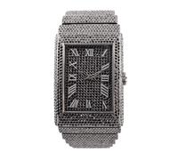 CHARLES RAYMOND Luxury Iced Out Round Watch or Bling-ed Out Baguette-Cut Rectangular Watch with Crystal Diamond Watch Pave Design, ST10602 Black, Luxury