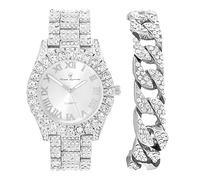 Charles Raymond Men Model Designer Boys Teens Swag Performer Analog Quartz Watch with Alloy Strap ST10327 RN Cuban (Shiny Silver)