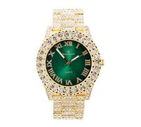 Charles Raymond Mens Big Rocks with Roman Numerals Fully Iced Out Colorful Dial Watch - ST10327 RN Single, Gold Money Green, 8 inches inside circumference, ST10327 RN Single (Gold Money Green)