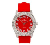 Charles Raymond Mens Big Rocks with Roman Numerals Fully Iced Out Colorful Dial Watch - ST10327 RN Single, ST10357 Silver Red, 9", ST10327 RN Single (ST10357 Silver Red)