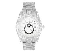 CHARLES RAYMOND Minimalist Designer Iced Out Watch with Date Window on dial A Hip Hop Clone Conspiracy Timepiece to Become a King of Bling - ST10328A, ST10328A Silver- White, Hip Hop Iced out