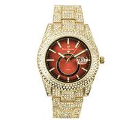 Charles Raymond Minimalist Designer Iced Out Watch with Date Window on dial A Hip Hop Clone Conspiracy Timepiece to Become a King of Bling - ST10328A, ST10328A Gold- Black- Red, Hip Hop Iced out