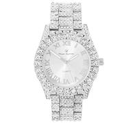 Charles Raymond Women's Big Rocks Bezel Colored Dial Roman Numerals Fully Iced Out Watch - ST10327LA, PNP, 7.5 Inches