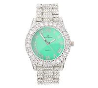 Charles Raymond Women's Big Rocks Bezel Colored Dial with Roman Numerals Fully Iced Out Watch - ST10327LA, Silver - Mint, 7.5 inches, ST10327LA (Silver - Mint)