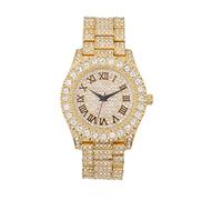 Charles Raymond Women's Big Rocks Bezel Colored Dial with Roman Numerals Fully Iced Out Watch - ST10327LA, Gold Black R#, 7.5 inches, ST10327LA (Gold Black R#)