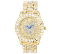 Charles Raymond Women's Big Rocks Bezel Colored Dial with Roman Numerals Fully Iced Out Watch - ST10327LA, ST10327LARN Gold, 7.5 inches, ST10327LA (ST10327LARN Gold)