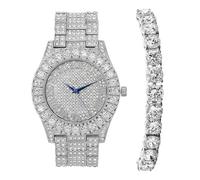 Charles Raymond Women's Big Rocks Bezel Colored Dial with Roman Numerals Fully Iced Out Watch - ST10327LA, ST10327LARNTN Silver, 7.5 inches, ST10327LA (ST10327LARNTN Silver)