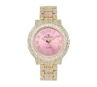 CHARLES RAYMOND Women's Luxury Crystal Diamonds Iced Out Watch, a True Testament to blinged-Out Beauty and Timeless Glamour, L0504LA GLD-Pink, L0504LA GLD-Pink