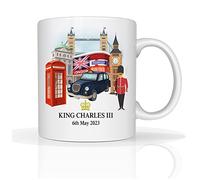 Charles Reign III New King Monarch Royal Memorabilia Tea Coffee Mugs Charles Gift Mug Coronation Ceremony Premium Ceramic Jubilee Cup 11oz White (London Scene)