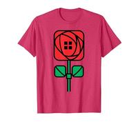 Charles Rennie Mackintosh Arts & Crafts Style Rose T-Shirt, Men, Red Heather, X-Large