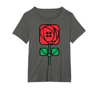 Charles Rennie Mackintosh Arts & Crafts Style Rose T-Shirt, Women's Plus, Asphalt Grey, 5X
