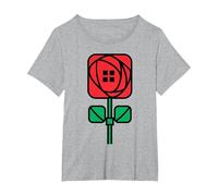 Charles Rennie Mackintosh Arts & Crafts Style Rose T-Shirt, Women's Plus, Heather Grey, 2X