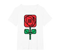 Charles Rennie Mackintosh Arts & Crafts Style Rose T-Shirt, Women's Plus, White, 2X