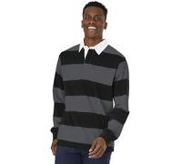 Charles River Apparel Men's Classic Rugby Shirt, Black/Grey, XXXL